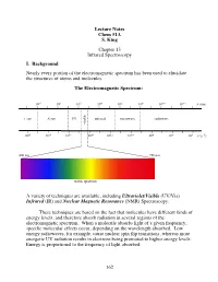 162 Lecture Notes Chem 51A S. King Chapter 13 Infrared Spectroscopy I