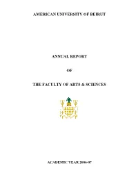 American University of Beirut Annual Report of the Faculty of Arts & Sciences