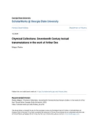 Chymical Collections: Seventeenth Century Textual Transmutations in the Work of Arthur Dee