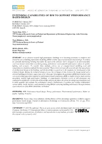 Extending Capabilities of Bim to Support Performance Based Design