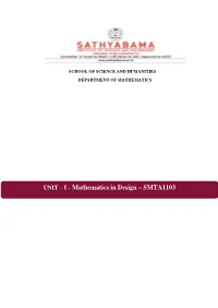 I – Mathematics in Design – SMTA1103