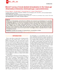 Microct Survey of Larval Skeletal Mineralization in the Cuban Gar Atractosteus Tristoechus (Actinopterygii; Lepisosteiformes)