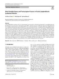 Most Variable Genes and Transcription Factors in Acute Lymphoblastic Leukemia Patients