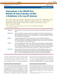 Polymorphisms in the NOS1AP Gene Modulate QT Interval Duration and Risk of Arrhythmias in the Long QT Syndrome