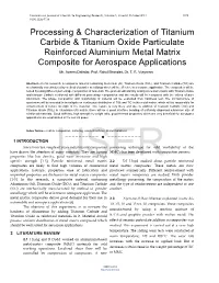 Processing & Characterization of Titanium Carbide & Titanium Oxide