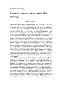 Reduction of Allomorphy and the Plural in Irish1