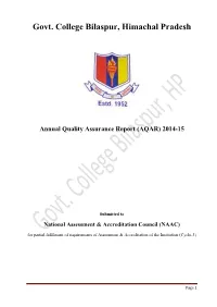 Revised Annual Quality Assurance Report 2014-15