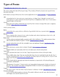 Types of Poems