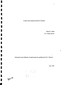 A Study of the Inquest Records of Tasmania