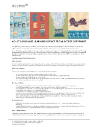 Adult Language Learning Licence from Access Copyright