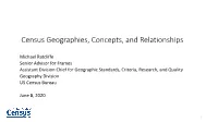 Census Geographies, Concepts, and Relationships