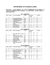 Department of Studies in Urdu