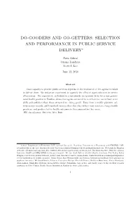 Do-Gooders and Go-Getters: Selection and Performance in Public Service