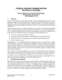 Federal Highway Administration Record of Decision