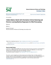 Hidden Markov Model with Information Criteria Clustering and Extreme Learning Machine Regression for Wind Forecasting