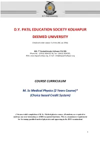 Medical Physics (2 Years Course)* (Choice Based Credit System)