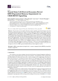 Neural Stem Cell-Derived Exosomes Revert HFD-Dependent Memory Impairment Via CREB-BDNF Signalling