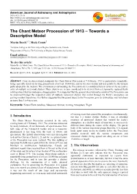 The Chant Meteor Procession of 1913 – Towards a Descriptive Model