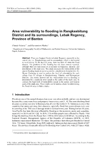 Area Vulnerability to Flooding in Rangkasbitung District and Its Surroundings, Lebak Regency, Province of Banten