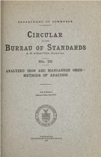 Circular of the Bureau of Standards No. 26 3Rd Edition: Analyzed Iron
