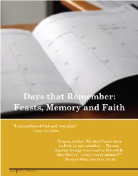 Days That Remember: Feasts, Memory and Faith