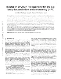 Integration of CUDA Processing Within the C++ Library for Parallelism and Concurrency (HPX)