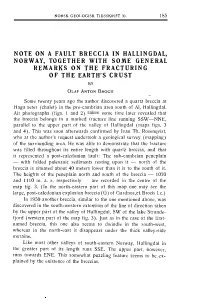 Note on a Fault Breccia in Hallingdal, Norway, Together with Some General Remarks on the Fracturing of the Earth's Crust