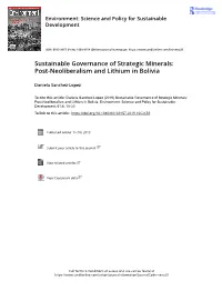 Post-Neoliberalism and Lithium in Bolivia