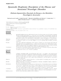 Spasmodic Dysphonia: Description of the Disease and Associated Neurologic Disorders