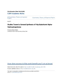 Studies Toward a General Synthesis of Poly-Substituted Alpha- Hydroxytropolones