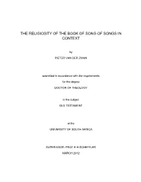 The Religiosity of the Book of Song of Songs in Context
