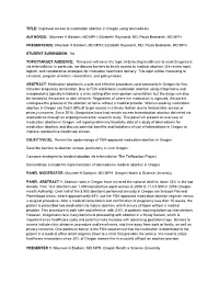 TITLE: Improved Access to Medication Abortion in Oregon Using Telemedicine