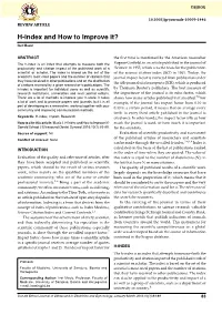 H-Index and How to Improve It? REVIEW ARTICLE