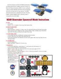 NEAR Shoemaker Spacecraft Model Instructions