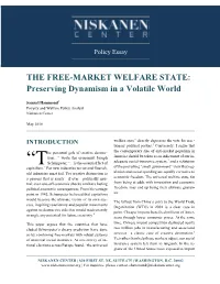 THE FREE-MARKET WELFARE STATE: Preserving Dynamism in a Volatile World