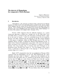The Interest of Zhangzhung for Comparative Tibeto-Burman