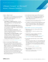 Vmware Horizon® on Microsoft® Azure® Vmware Solution