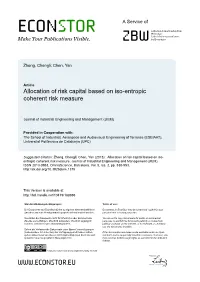 Allocation of Risk Capital Based on Iso-Entropic Coherent Risk Measure