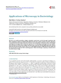 Applications of Microscopy in Bacteriology