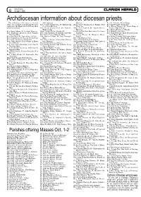 Archdiocesan Information About Diocesan Priests the Following Is the Most Recent List Abita Springs Marrero Rev