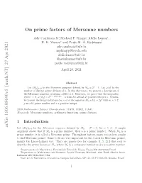 Arxiv:1606.08690V5 [Math.NT] 27 Apr 2021 on Prime Factors of Mersenne