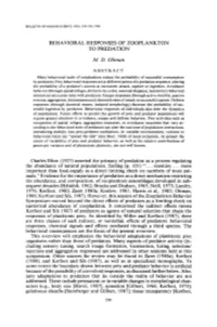 Behavioral Responses of Zooplankton to Predation