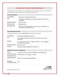 Cryptographic Algorithms and Key Sizes for Personal Identity Verification
