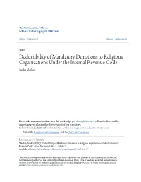 Deductibility of Mandatory Donations to Religious Organizations Under the Internal Revenue Code Sandra Machan