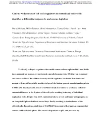 Genome-Wide Screen of Cell-Cycle Regulators in Normal and Tumor Cells