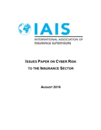 Issues Paper on Cyber Risk to the Insurance Sector