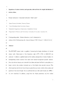 Signatures of Meteor Showers and Sporadics Inferred from the Height Distribution Of