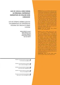 Use of Lexical Verb Forms in Personal Experience