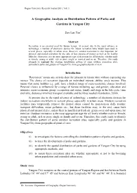 A Geographic Analysis on Distribution Pattern of Parks and Gardens in Yangon City