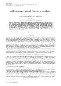A Review on Critical Discourse Analysis